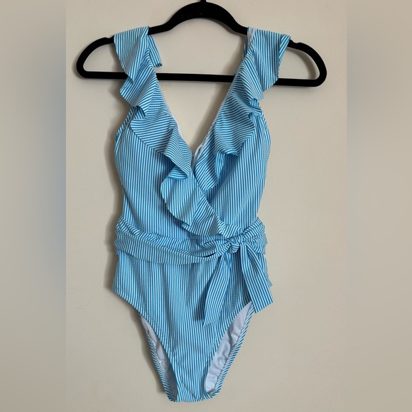 Lilly Pulitzer Other - Lilly Pulitzer Light Blue Stripe Ruffle Swimsuit